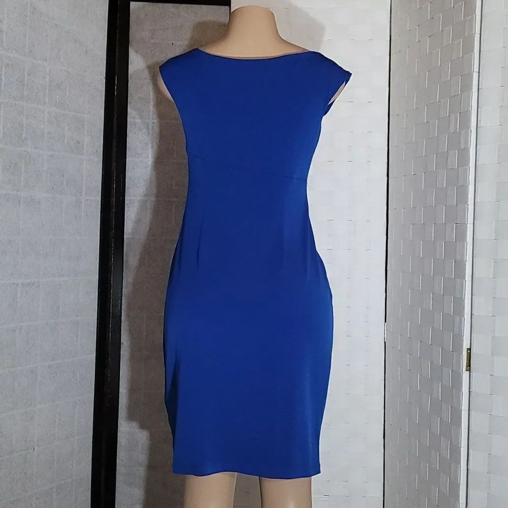 DRESS BARN SLEEVELESS RUCHED DETAILS ROUND NECKLINE SHEATH DRESS - Picture 7 of 14